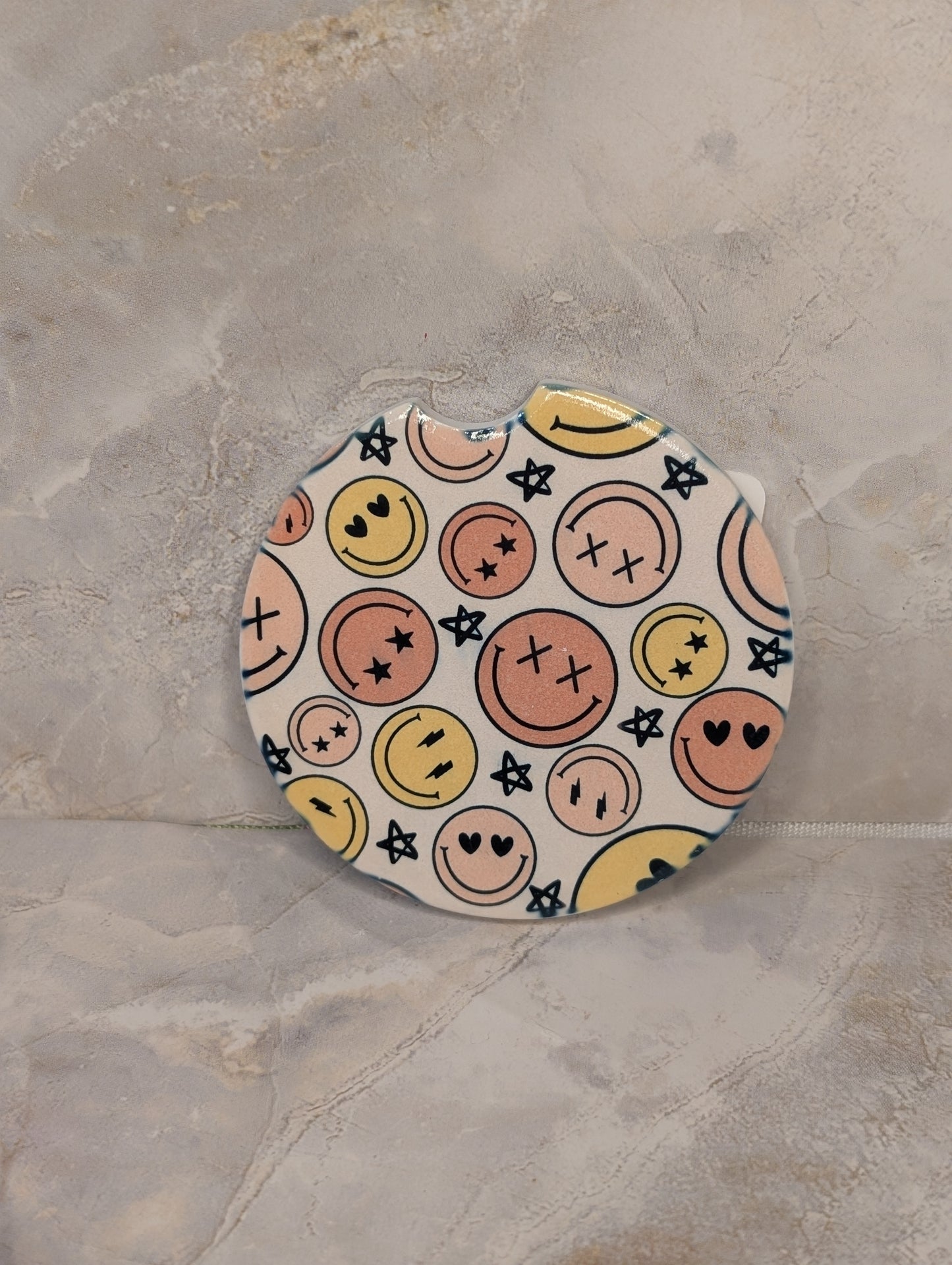 Smiley face car coaster